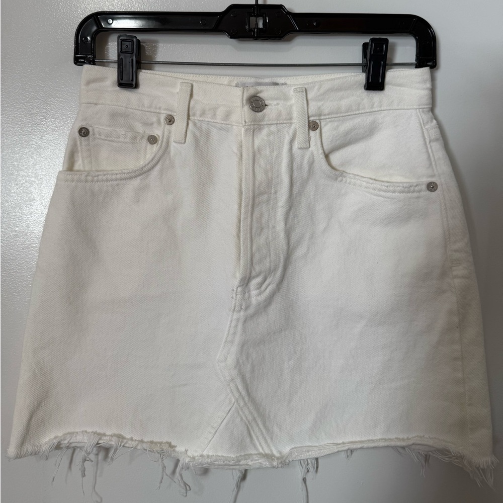 Agolde White Quinn Denim Skirt